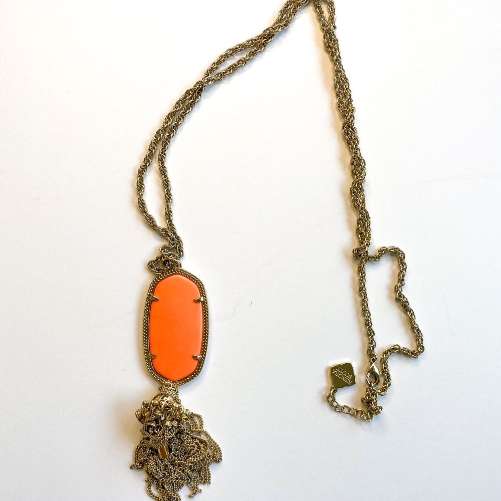 Kendra Scott Rayne gold pendant necklace peach